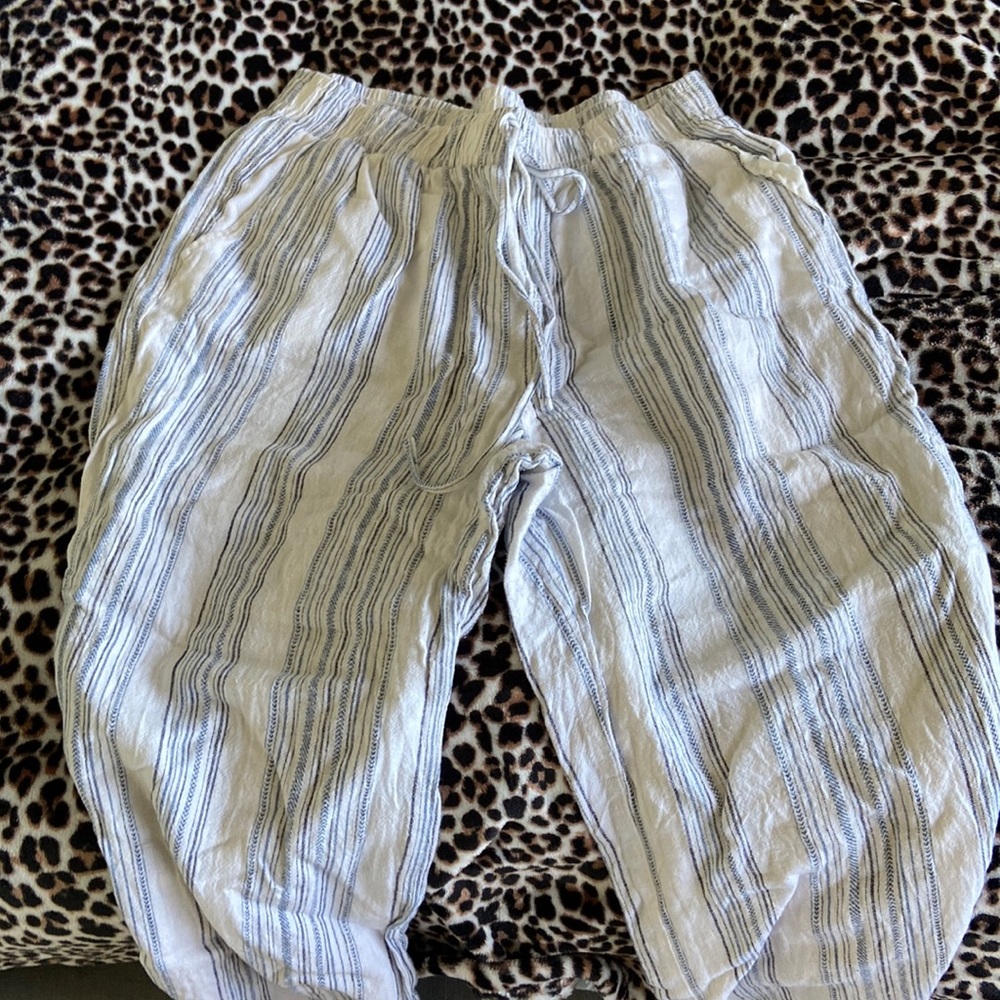 Blue and white flowy pants